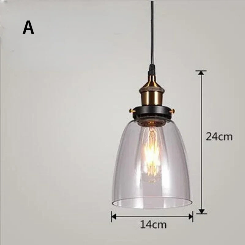 suspension lumineuse industrielle vintage ampoule filament verre transparent noir salon restaurant bar