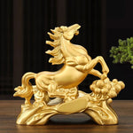 statue décorative cheval or détails texturés traditionnel asiatique feng shui maison