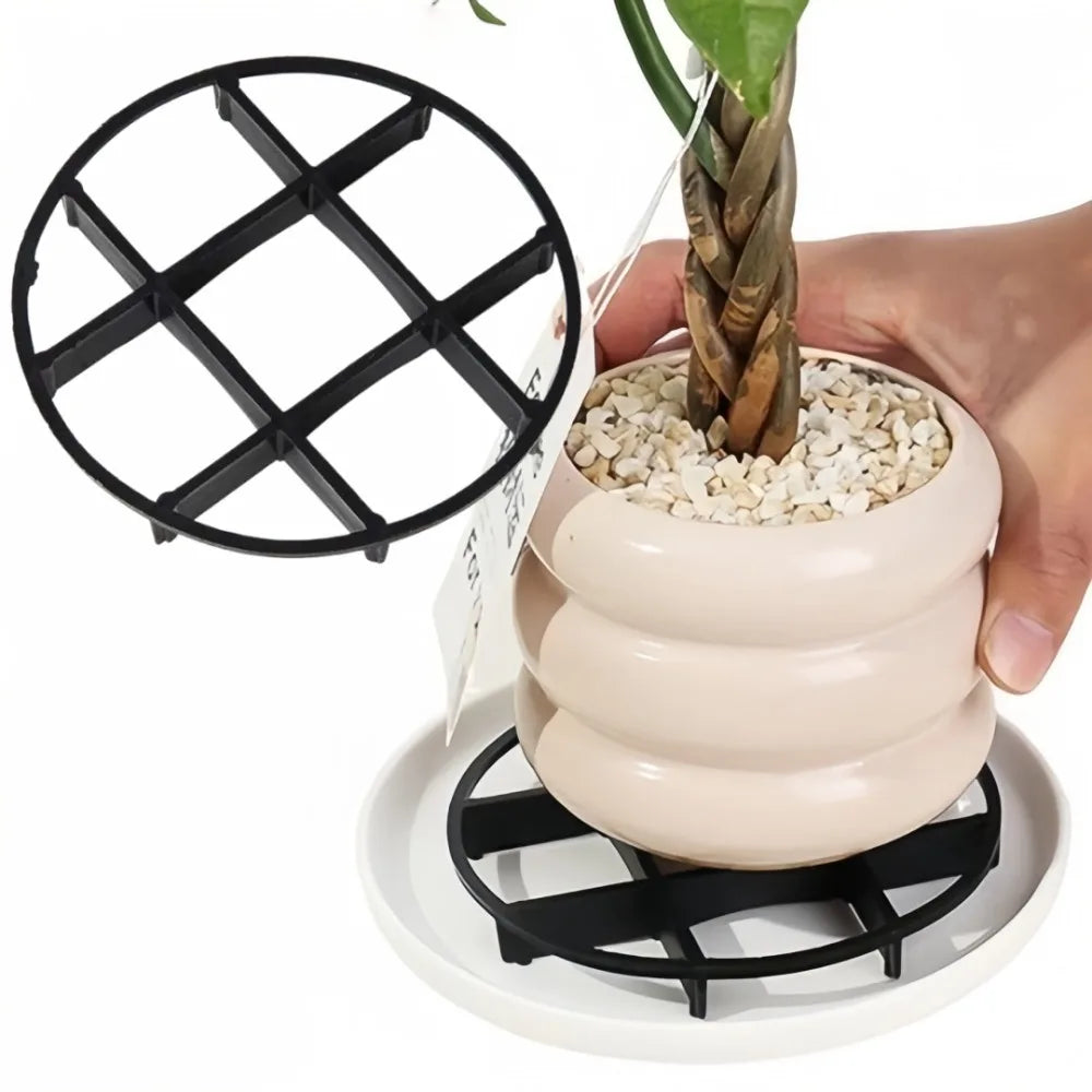 plateaux pots fleurs blancs modernes pots texturés plantes vertes intérieures extérieures soucoupes noires graviers