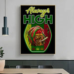 affiche graphique pop art crânes cannabis lettrage noir vert opaque sans cadre