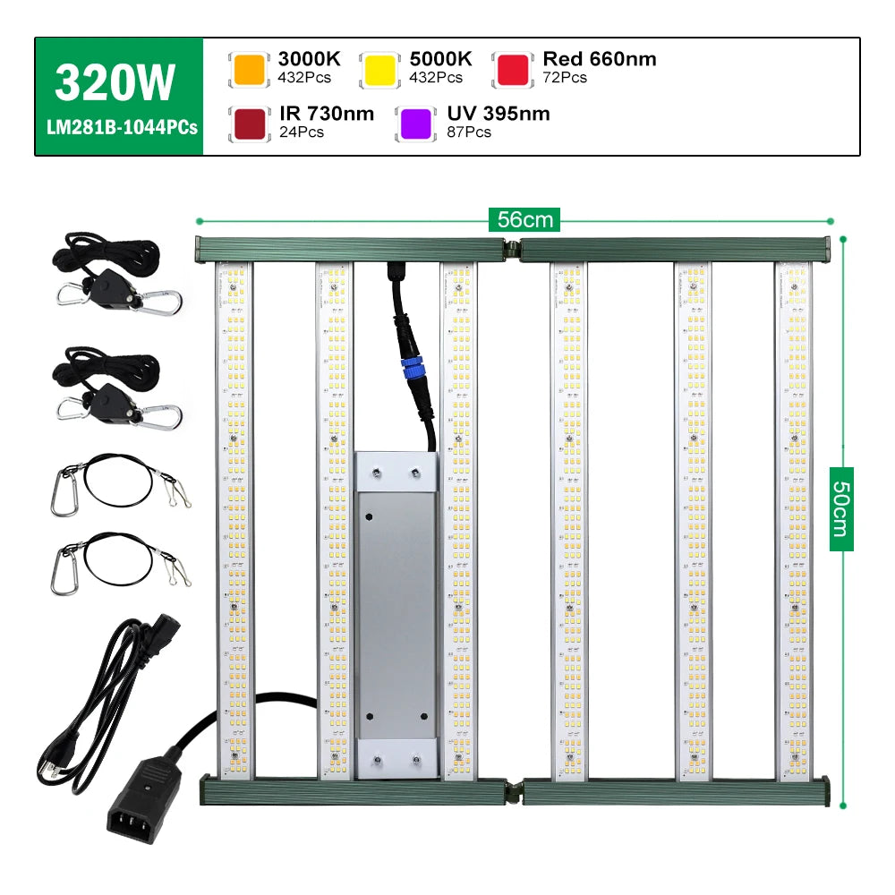 lampe culture plantes led 120w 200w 320w spectre complet interrupteur alu moderne vert blanc