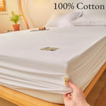 drap housse lit coton blanc uni élastique matelas moderne doux
