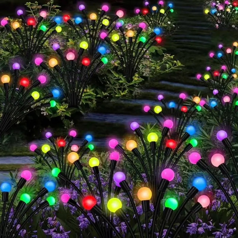 lumières solaires extérieures modernes boules rondes multicolores piquets métalliques autonomes led ip67