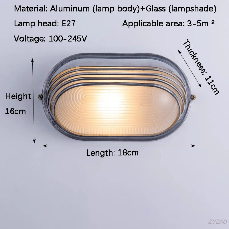 lampe murale moderne rétro argentée dorée rayures horizontales ip65 étanche led 220v 110v