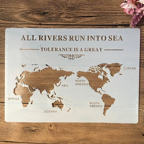tableau decoratif carte monde gravée relief blanc brun clair rivières mer tolérance grande peinture