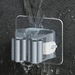 porte balai mural adhésif blanc gris support nettoyage multiple PVC respectueux environnement fixe mur