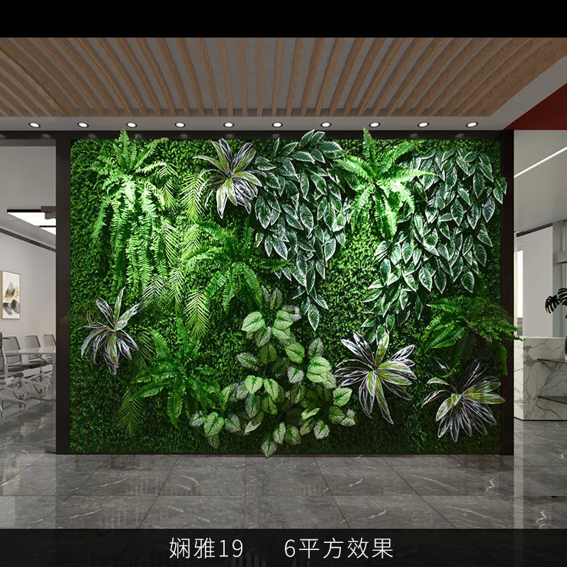 décoration mur végétal artificiel diverses feuilles fleurs moderne intérieur accroché