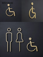symboles toilettes or minimaliste maison decoration entrée wc handicapé decoration métal rond fixations invisible