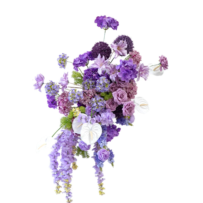 bouquet fleurs artificielles violettes blanches modernes décoration intérieure soie élégante mariage anniversaire