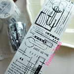 ruban decoratif blanc graphique moderne etiquettes planification scrapbooking washi tape pet set lignes noires