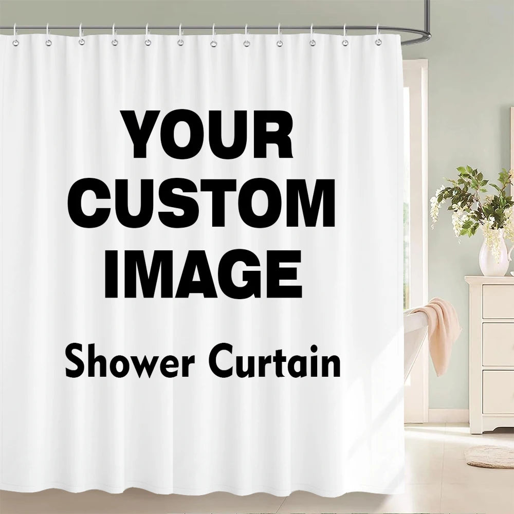 rideau douche personnalisable blanc rayures verticales moderne tapis pièces anneaux suspension polyester