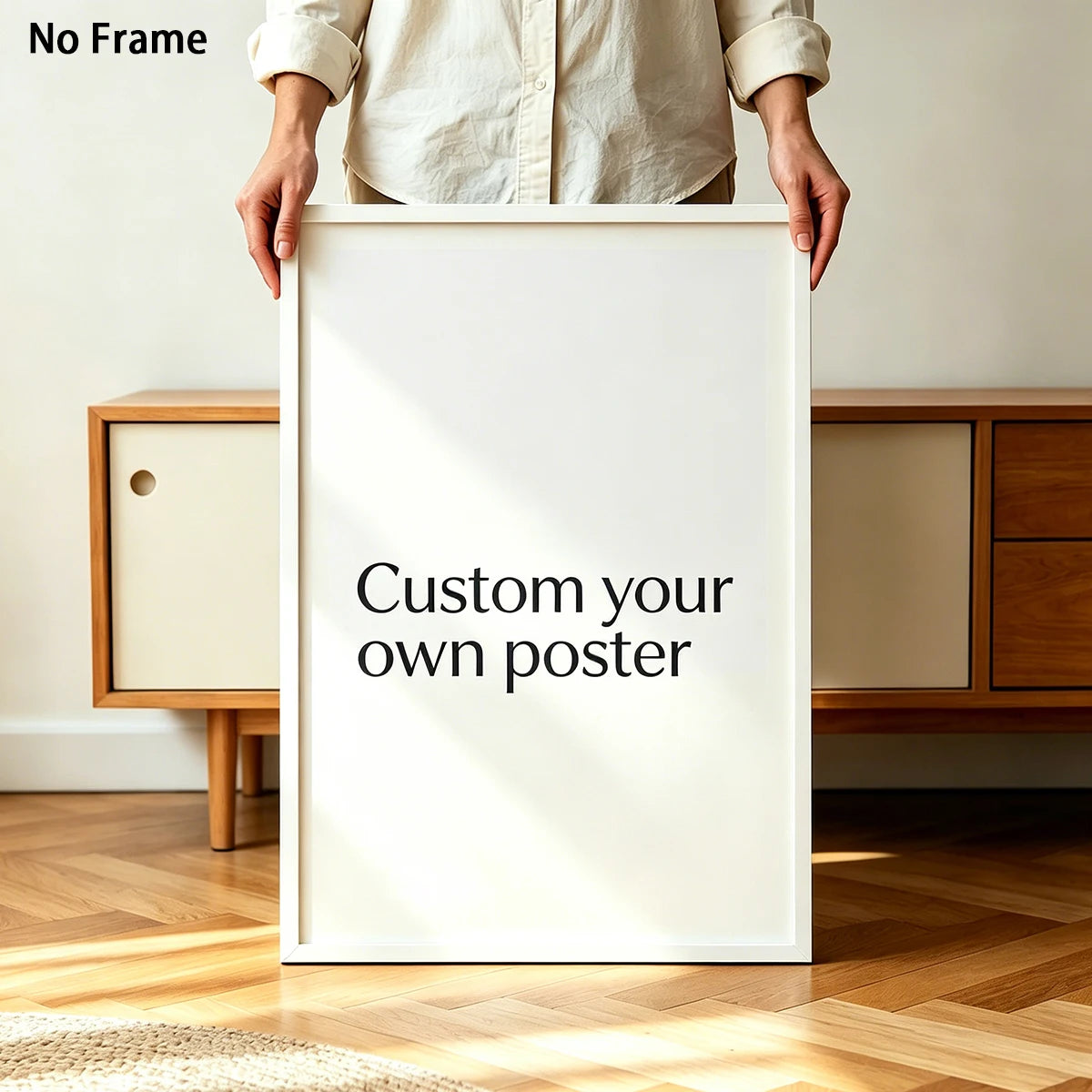 posters personnalisables blanc minimaliste cadre bois impressions photos anniversaire animaux compagnie erotique vacances
