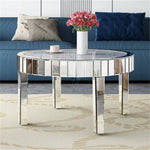 table basse ronde moderne transparente motifs cristal argentée chic salon chambre