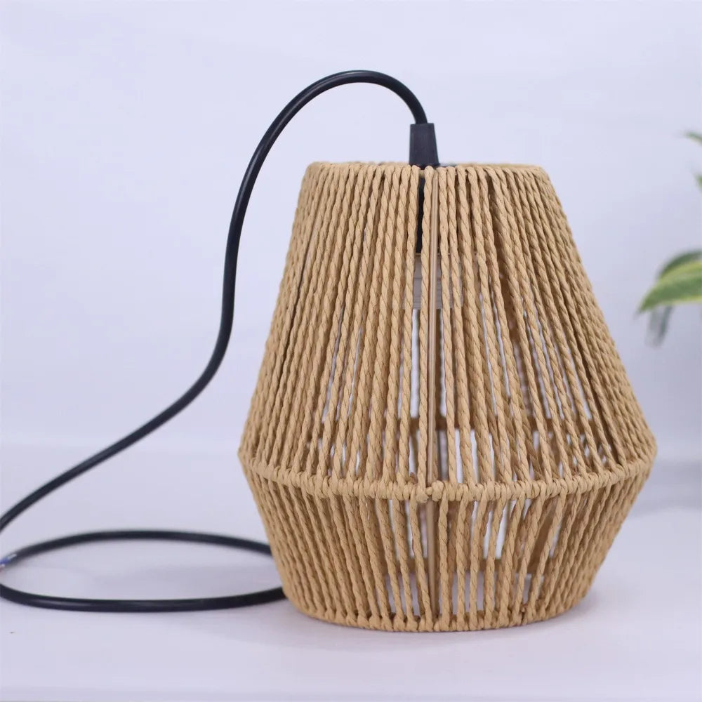 lampe suspendue moderne rotin tressé naturel chaînes noires salon 150cm hauteur led 6000k