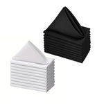 serviettes table polyester 40x40cm blanc noir unies réutilisables lavables anneau métallique durable classique