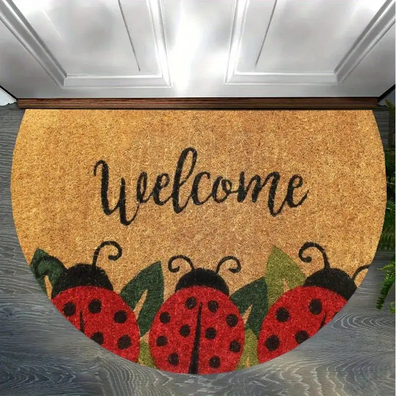 tapis d'entrée motif coccinelle welcome moderne polyester antidérapant résistant rides 40x60cm 50x80cm 60x90cm