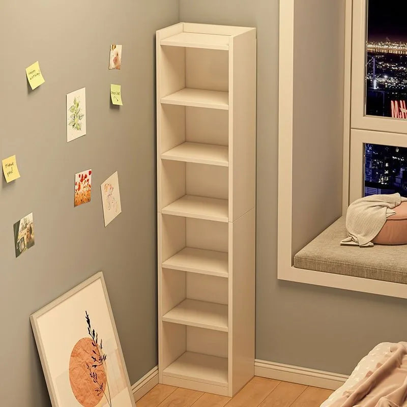 étagère bois moderne minimaliste niveaux blanc brun chambre salon bibliothèque rangement