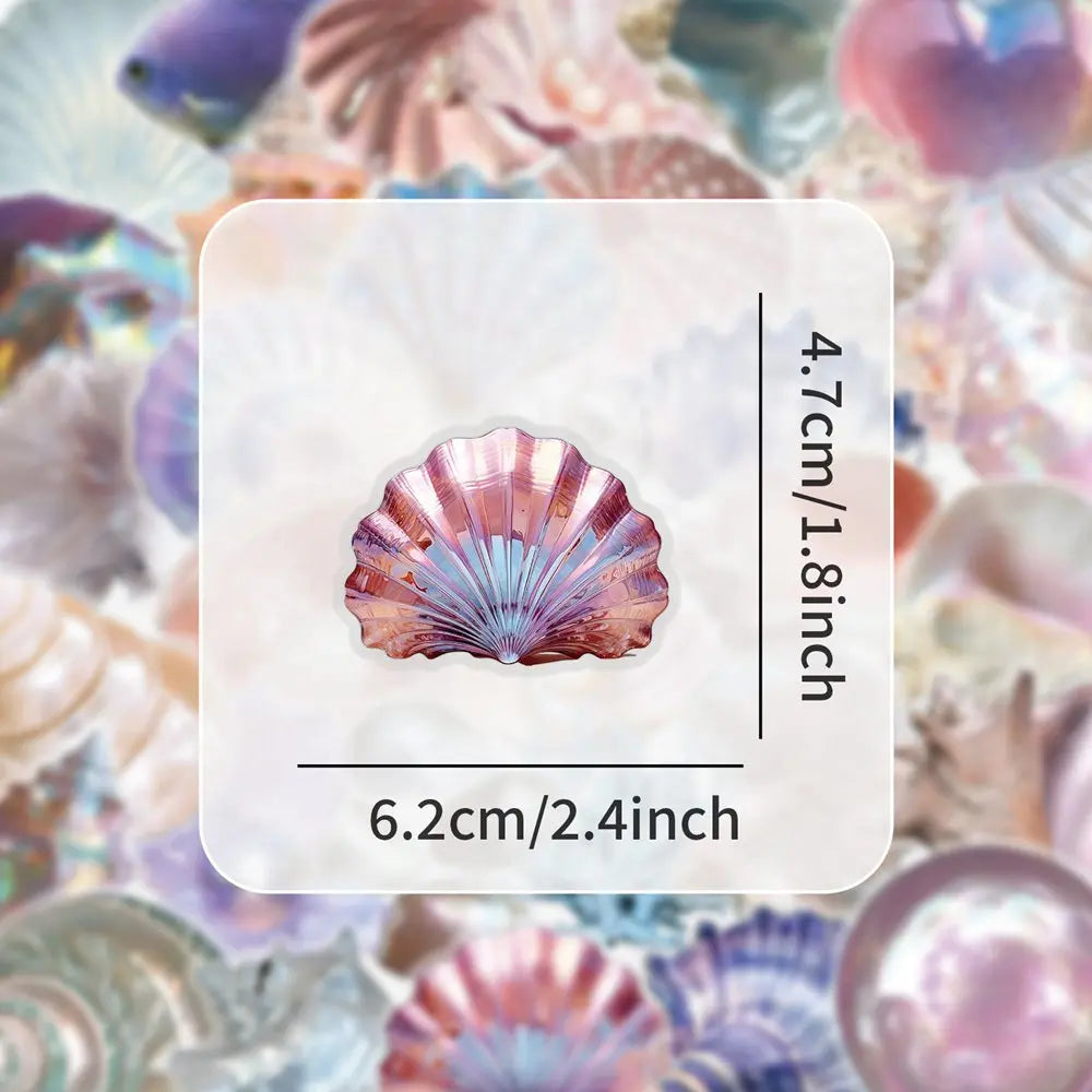 coquillages adhésifs iridescents rose violet blanc naturels décoration murale enfants stickers 50pcs