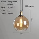 suspension lumineuse industrielle vintage transparente ampoule filament dorée câble suspendu chambre salon