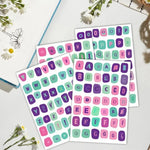 autocollants lettres vintage multicolores relief opaques adhésif scrapbooking journal décoration carnet artisanat DIY alphabétique