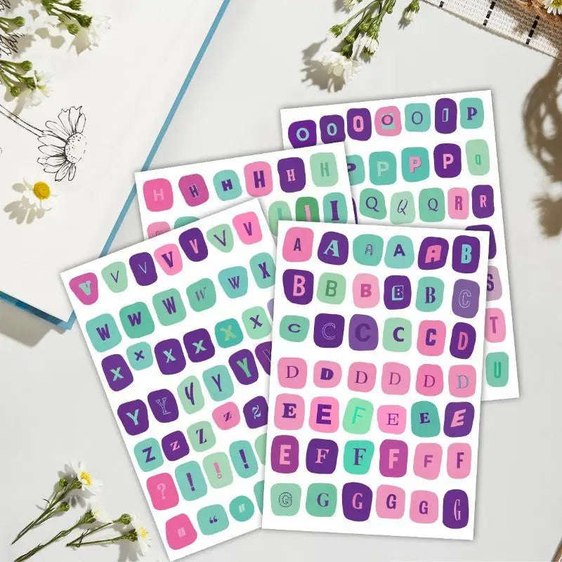 autocollants lettres vintage multicolores relief opaques adhésif scrapbooking journal décoration carnet artisanat DIY alphabétique