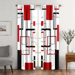 rideaux géométriques rouge noir moderne opaques polyester 100% 60x150cm 75x166cm