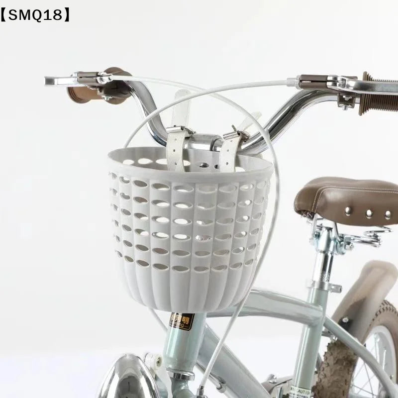 panier vélo rose clair noir perforé cercles moderne pratique cuir boucle