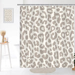 rideau douche motif léopard gris beige moderne salle bain crochets