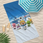 serviette plage microfibre enfant motif pororo séchage rapide grande douce blanche jaune bleu