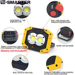 projecteur led multifonctionnel industriel jaune noir compartiment piles usb
