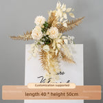 arche decorative boho chic fleurs artificielles blanc beige doré vert