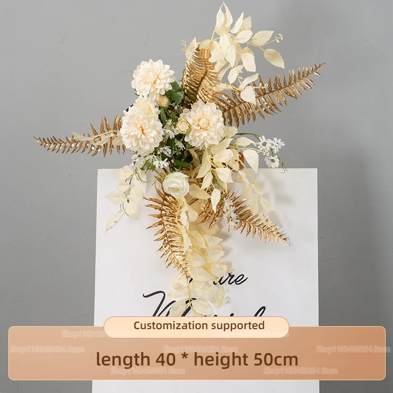 arche decorative boho chic fleurs artificielles blanc beige doré vert