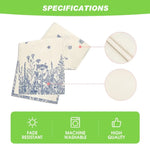 Serviette en tissu à motifs floraux, résistante à la décoloration, lavable en machine et de haute qualité.