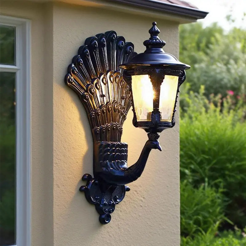 applique murale noire classique motifs dorés baroque fixations muralesextérieur ip65hydrofuge