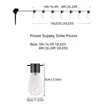 guirlande lumineuse solaire led ampoules edison vintage 5m 10led 8m 20led jaune orangé noir