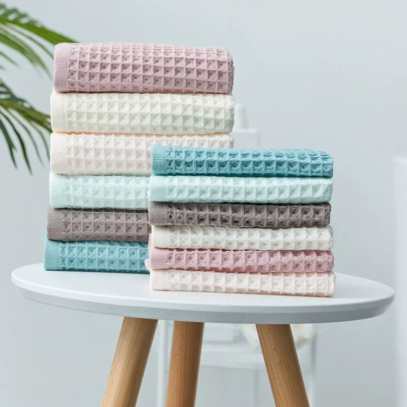 serviettes bain coton carreaux rose clair moderne absorbantes toilette Jaune Marron Bleu Vert