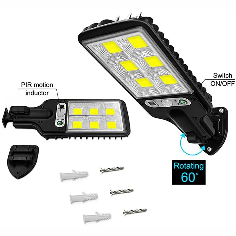 lampe solaire led détecteur mouvement support mural noir jaune moderne sécuritéextérieur