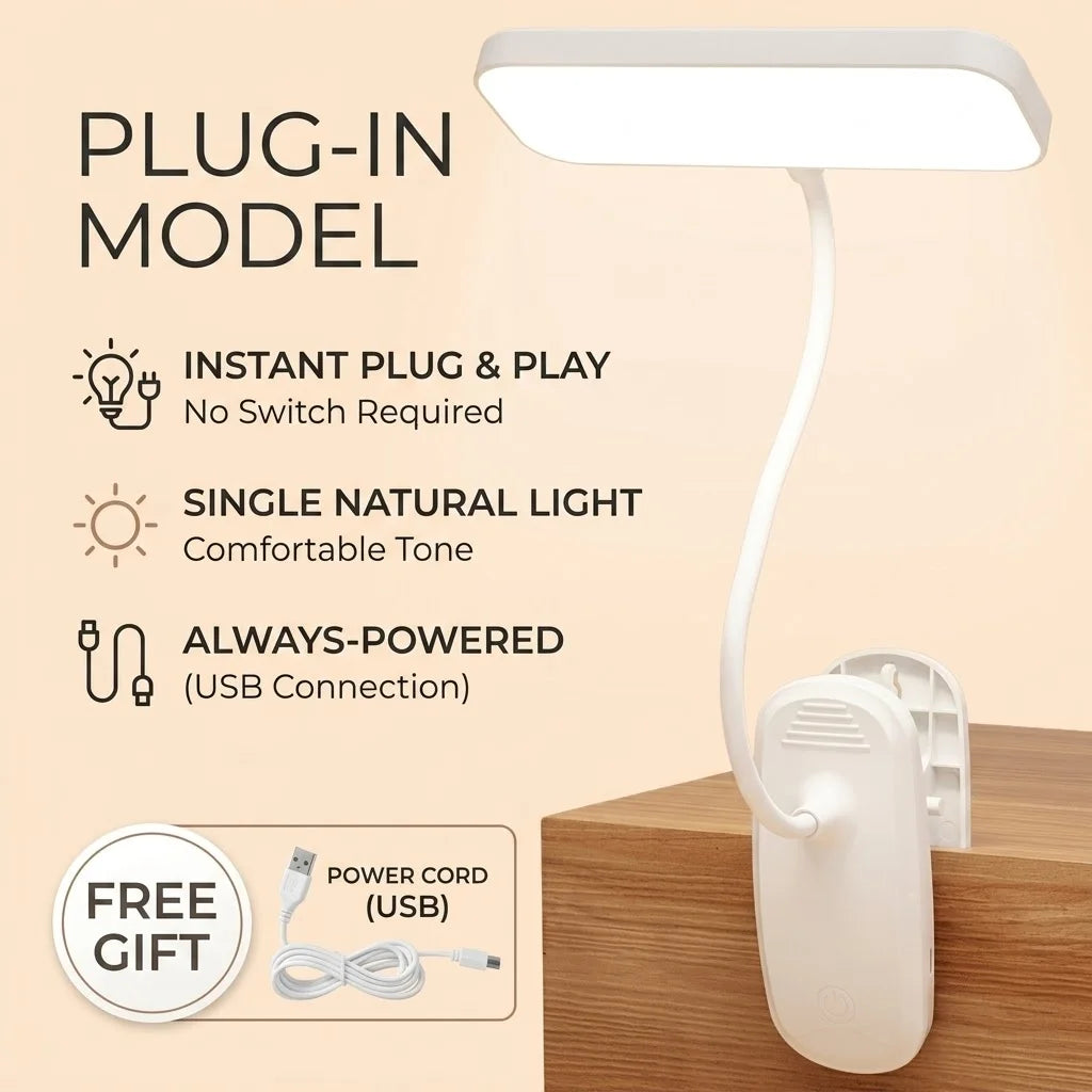 lampe lecture led rechargeable clip portable mode couleur blanc moderne compact usb charge