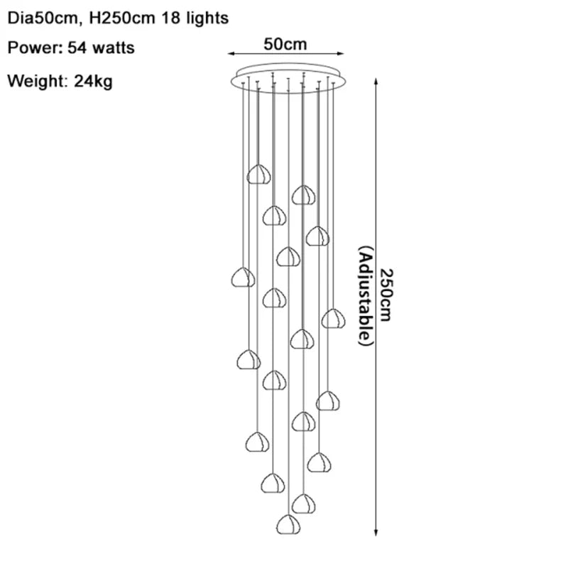 suspension lumineuse led transparente forme organique moderne 249 2000 lumens
