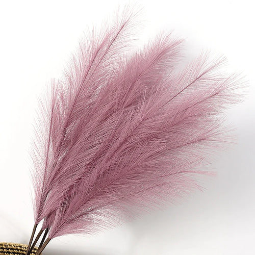 bouquet plumes herbe pampa artificielle beige bleu violet décoration maison mariage vase verre naturel