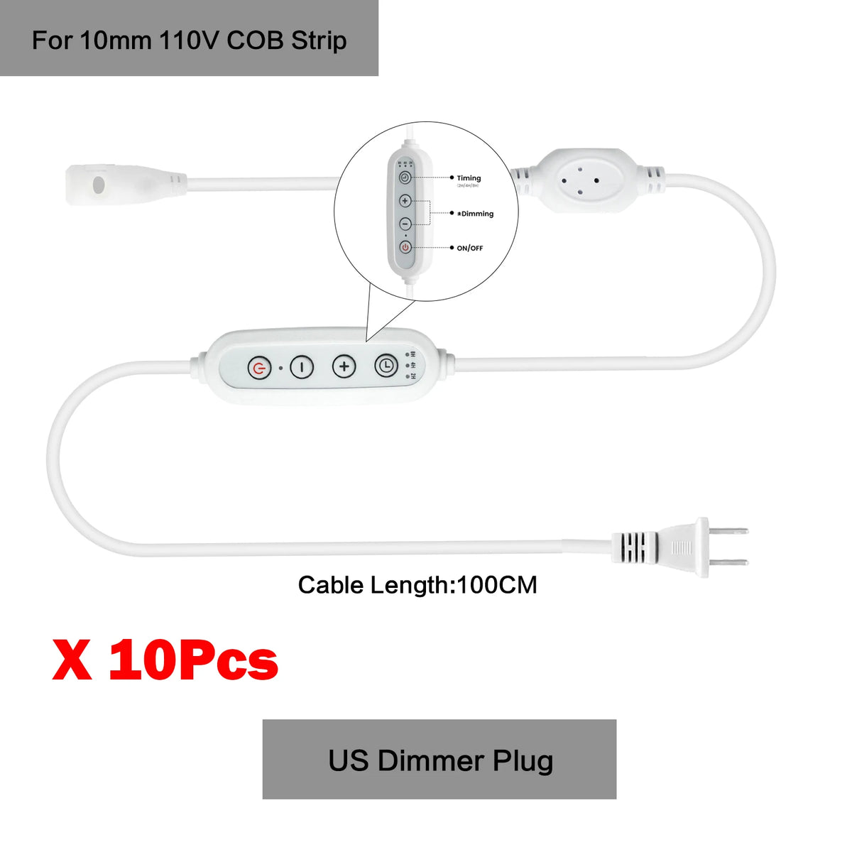 adaptateur led commutateur atténuation blanc moderne câble puissance 100cm prises eu uk us