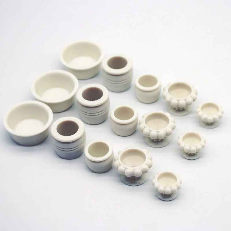 accessoires poupée deco maison blanc motifs floraux classique pots fleurs simulation enfants six douze