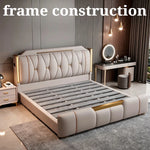 lit double luxe beige doré tête lit capitonnée rangement chambre moderne contemporain