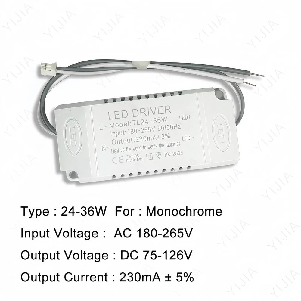 driver led blanc moderne constant current 280ma 300ma 2036w 2436w 3650w câbles certification fcc