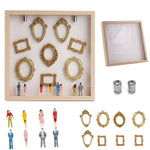 boîte silhouettes diy blanc doré cadres transparents figurines miniatures vintage artisanal