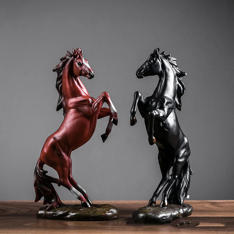 statuette cheval résine blanc noir rouge réaliste brillante décoration classique sculpturalSTONEBASE