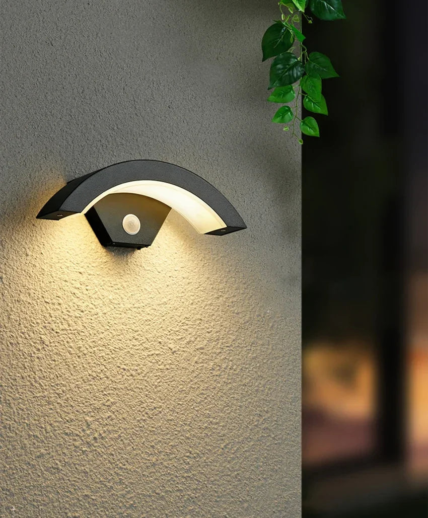 lampe murale moderne gris métallisé ip65 led 18w éclairage extérieur sensoriel aluminium abatjour acrylique
