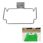 porte sacs poubelles acier inoxydable cuisine moderne pince lisse argenté rangement efficace transparent