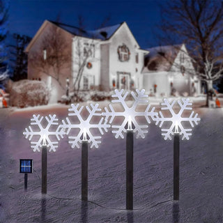 décorations lumineuses extérieures noël flocons cloches rennes étoiles métalliques autonomes solaires