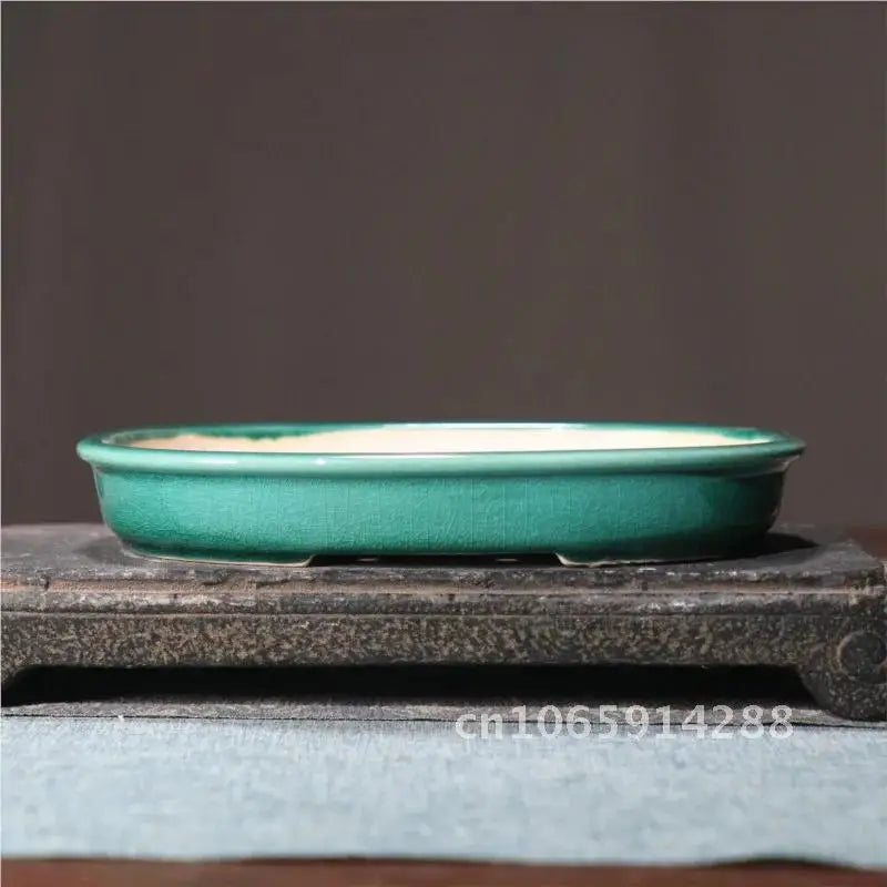 bassin bonsaï porcelaine blanc vert classique glazed desktop flower plant chinese ceramic